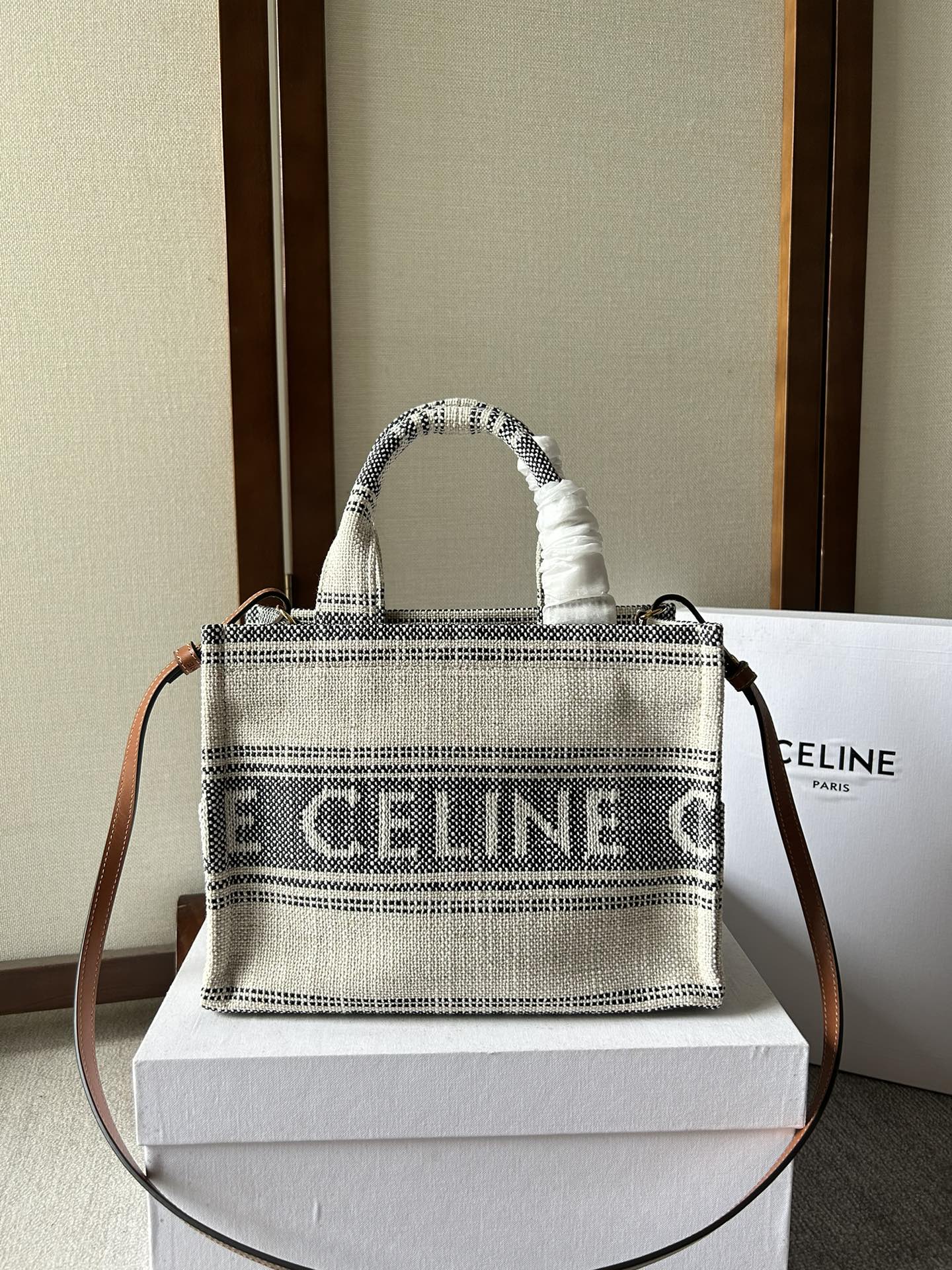 Small Cabas Thais Celine Jacquard Striped Handbag