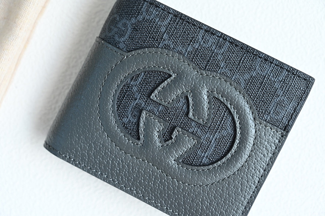 Gucci GG Supreme Canvas & Leather Wallet - Black