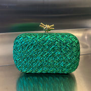 BV Knot Evening Clutch - Elegant Woven Sheepskin Bag