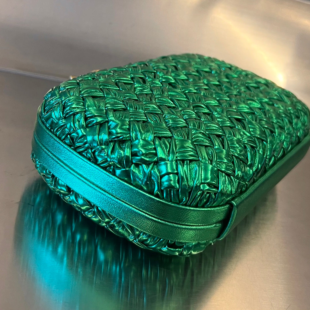 BV Knot Evening Clutch - Elegant Woven Sheepskin Bag