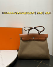 ** Elephant Gray Herbag 39cm - Elegant Designer Bag with Silver Buckle

**