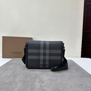 Burberry Check Patterned Upright Bag with Leather Trim