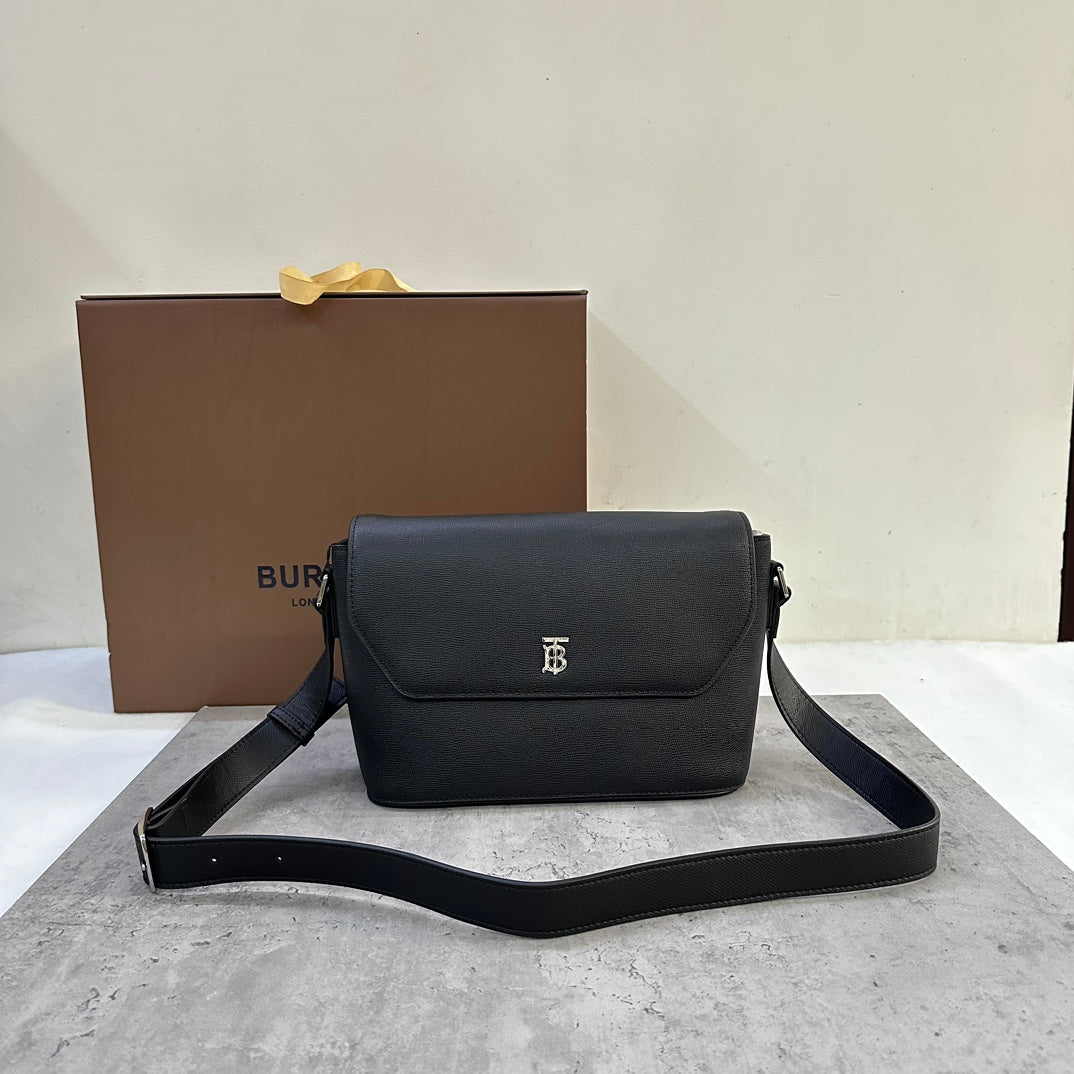 Burberry B-Style Grained Leather Upright Messenger Bag