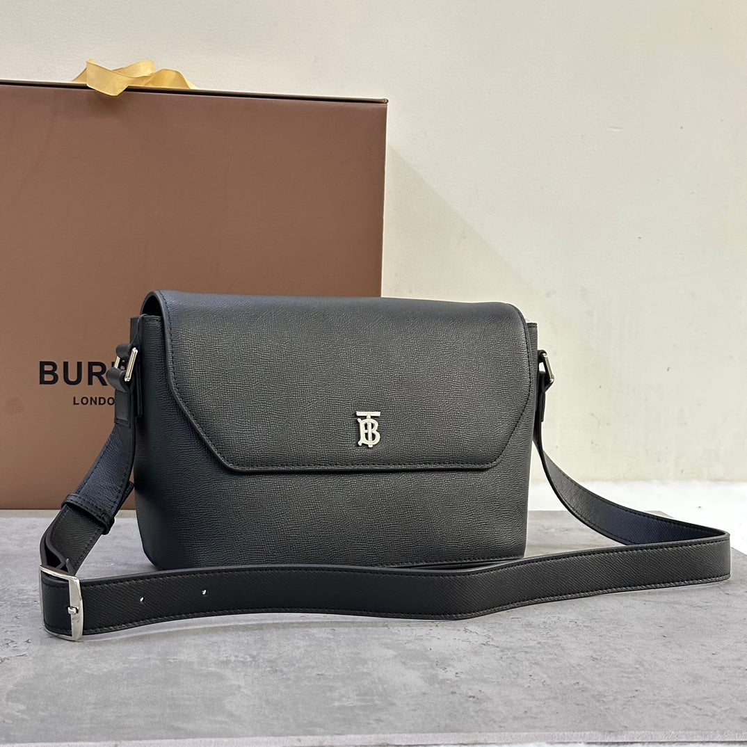 Burberry B-Style Grained Leather Upright Messenger Bag