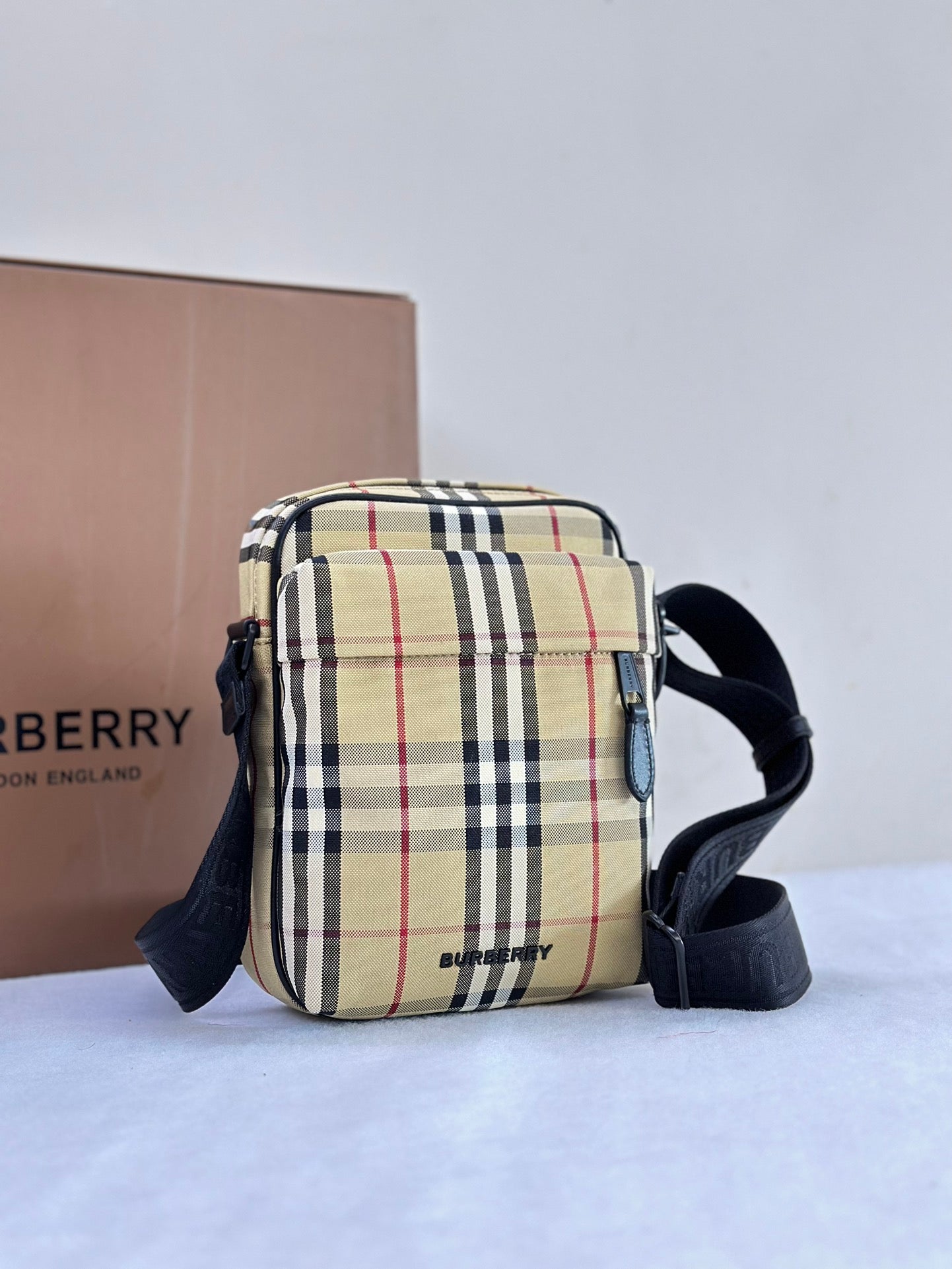 Burberry Freddie Plaid Crossbody Bag with Adjustable Strap