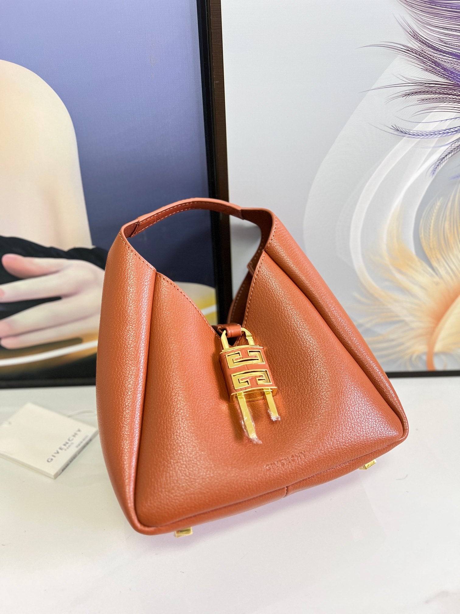Givenchy G-Hobo Mini Leather Handbag with Gold Finish Details