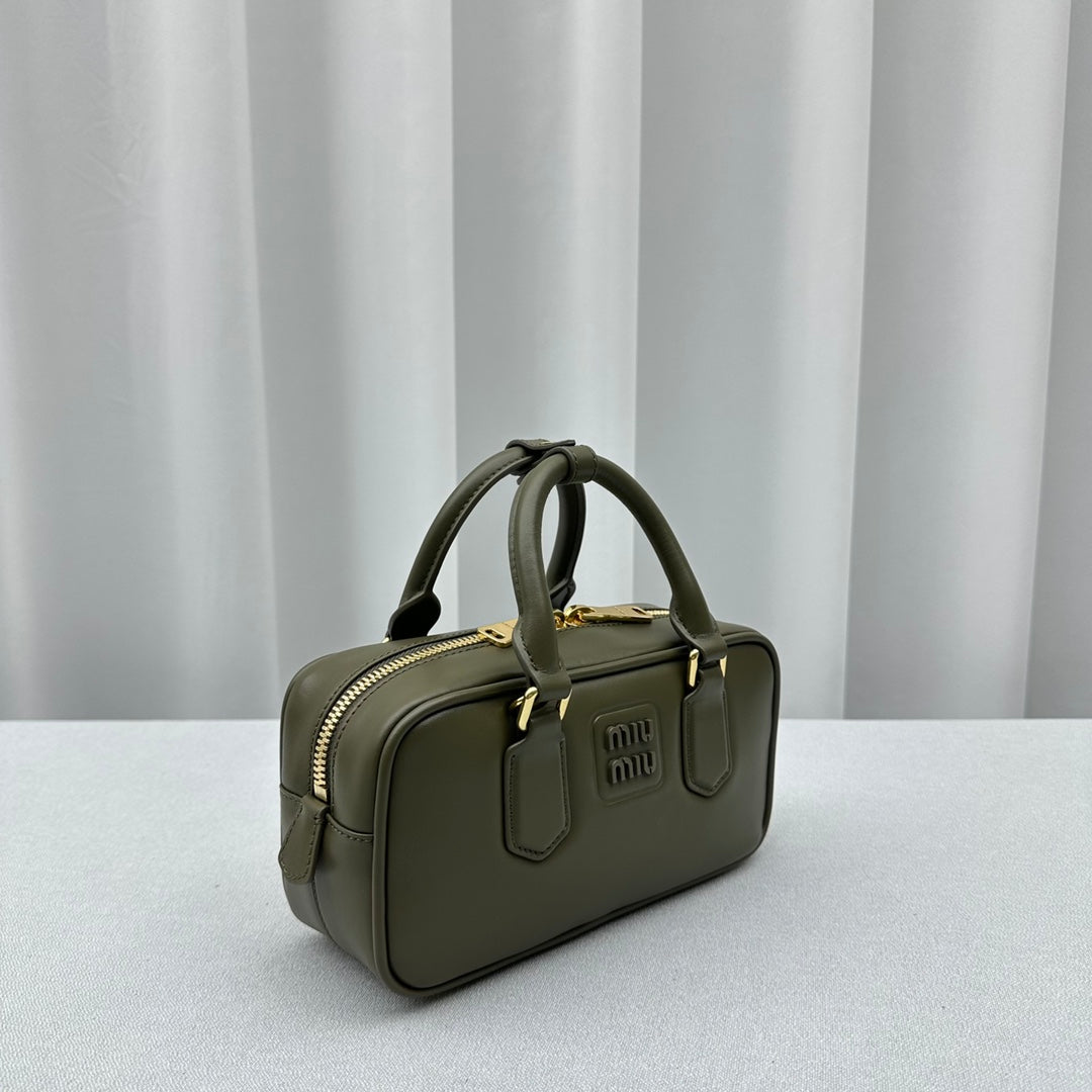 Small Dark Green MIUMIU SS23 Show Bowling Bag