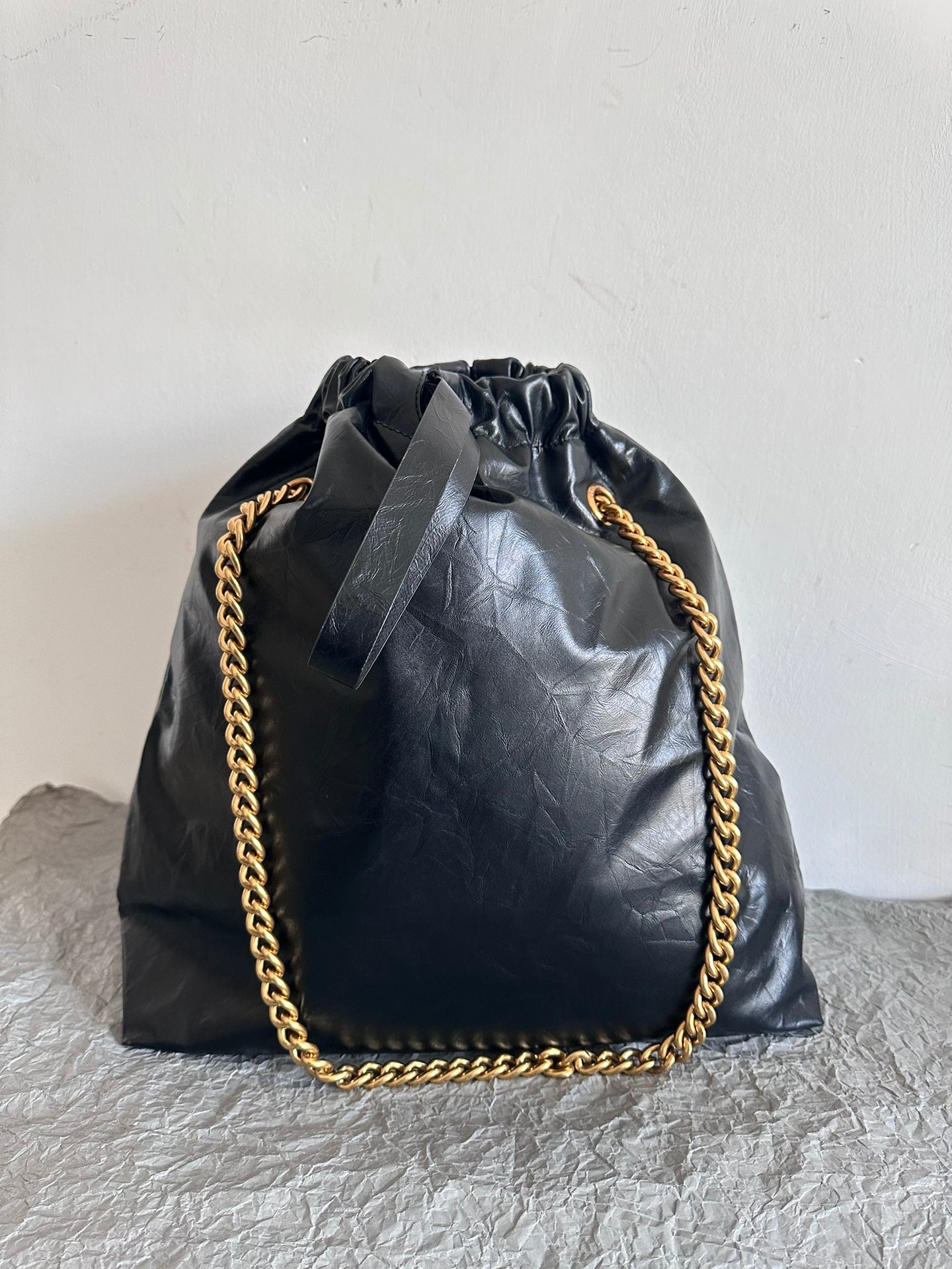 Balenciaga Large Black Crush Tote Bag - Stylish Versatile Bucket Bag