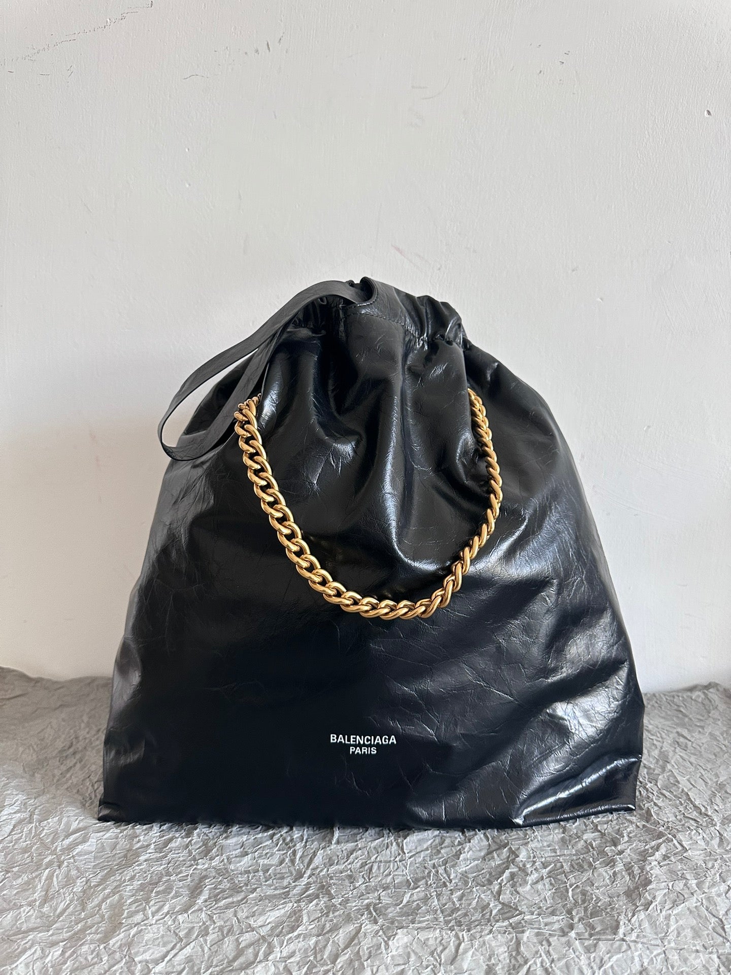 Balenciaga Large Black Crush Tote Bag - Stylish Versatile Bucket Bag