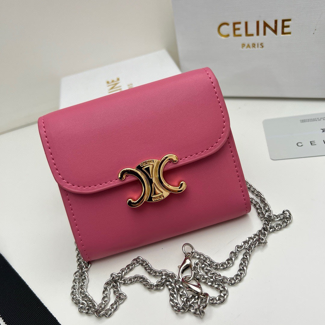 Celine Arc de Triomphe Bright Pink Detachable Chain Bag
