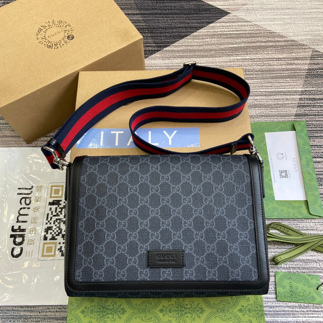 Gucci GG Supreme Black Crossbody Bag - Authentic Luxury