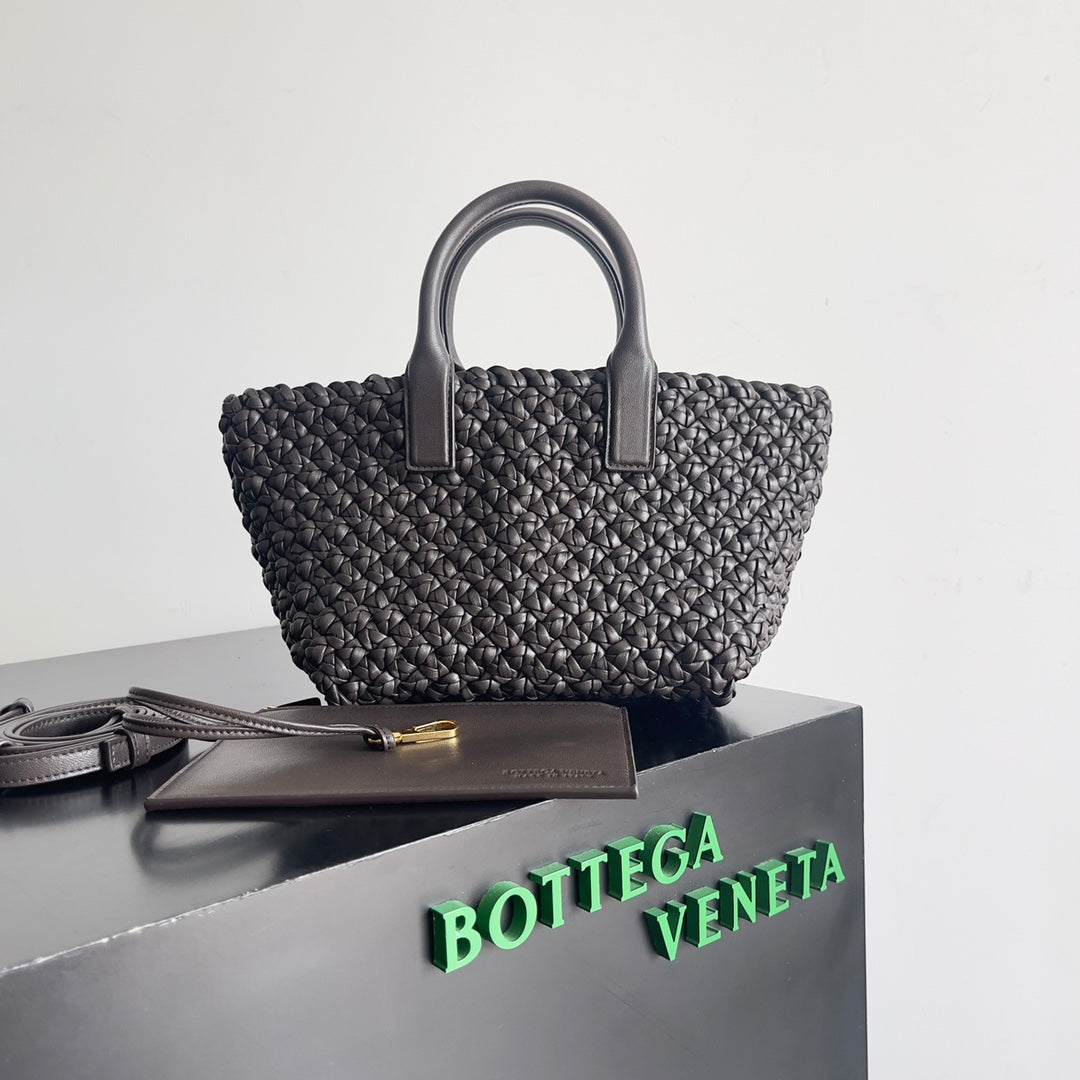 Bottega Veneta Mini Cabat Woven Leather Basket Bag