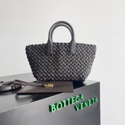 Bottega Veneta Mini Cabat Woven Leather Basket Bag