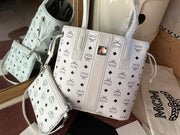 MCM Liz Visetos Double-Sided Shopping Bag - White