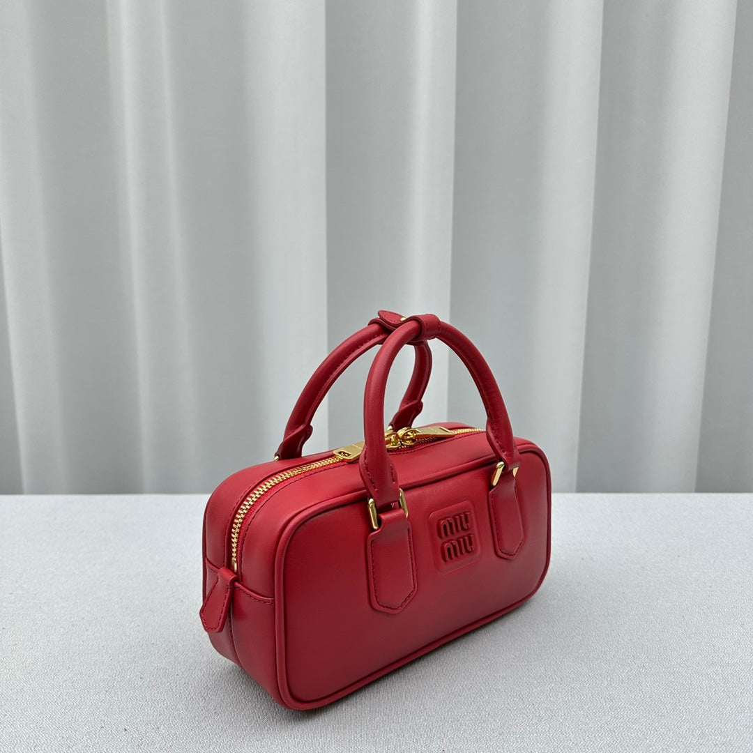 Small Red MIUMI SS23 Bowling Bag - Stylish and Functional