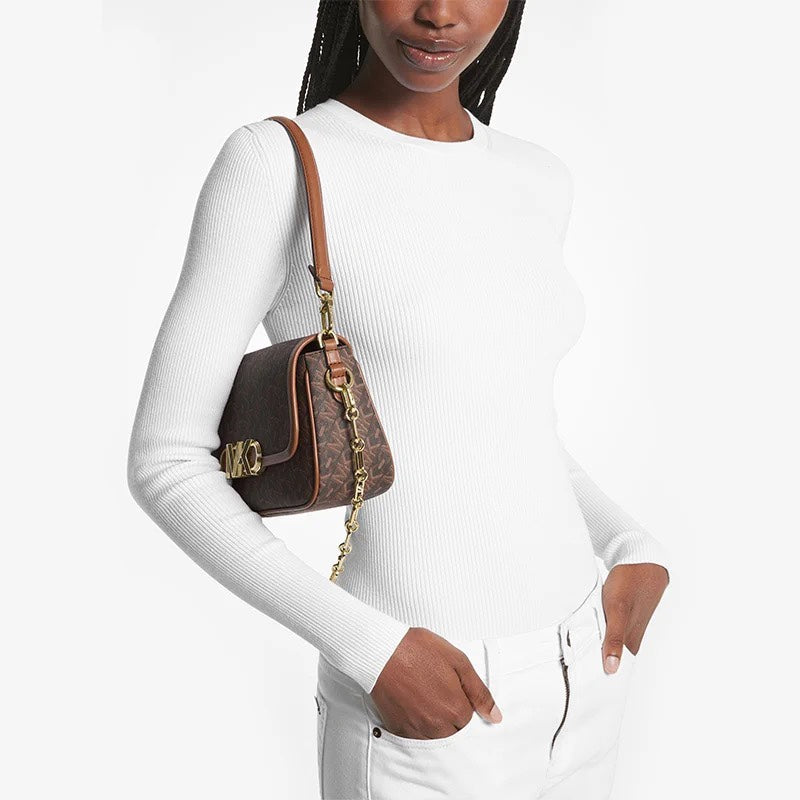 Michael Kors Parker Medium Shoulder Bag - Elegant White Leather