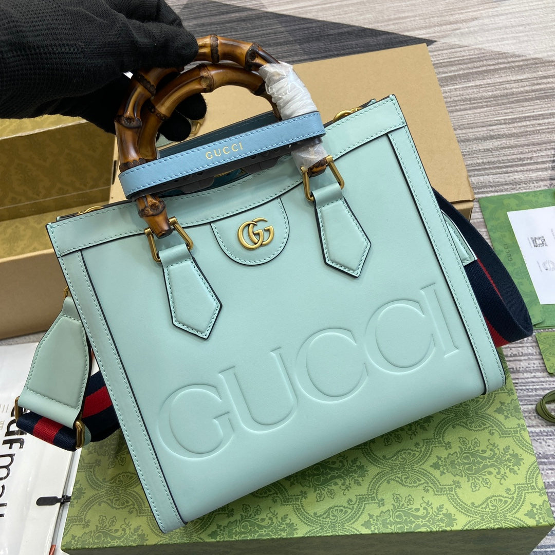 Gucci Diana Small Tote Bag - Light Blue Leather