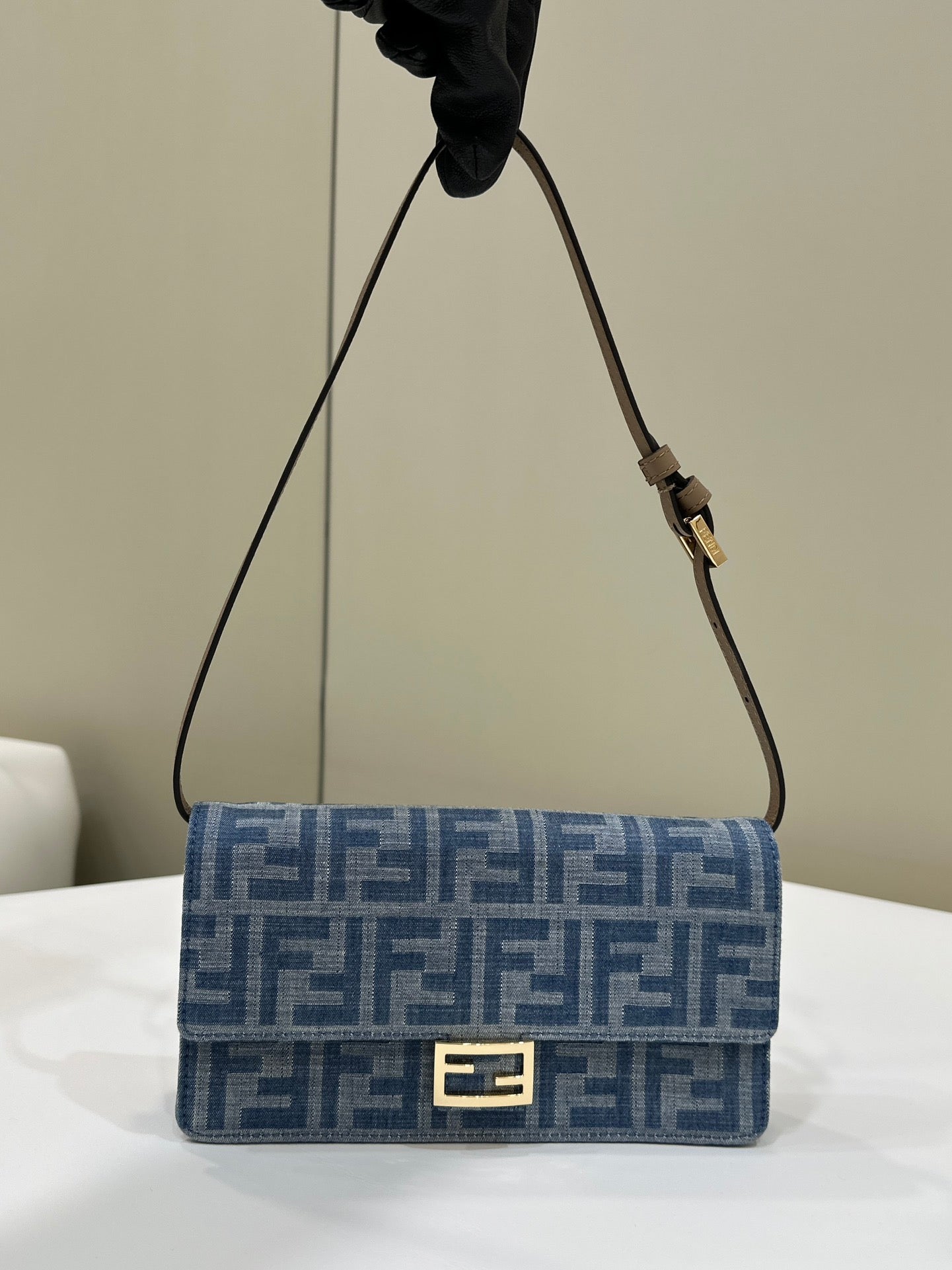 Fendi Baguette Chain Wallet | Classic Denim Design