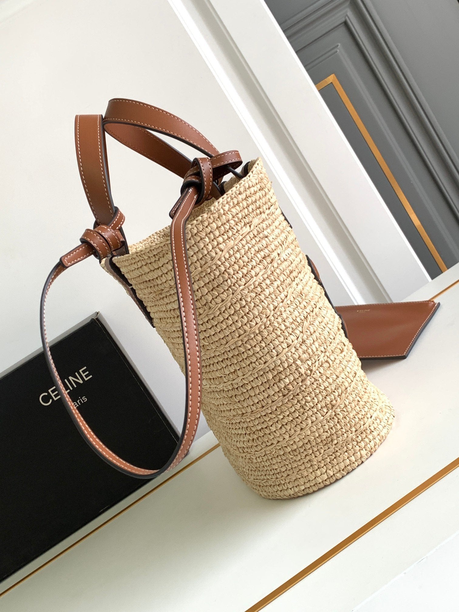 Celine Teen Soft Classic Straw Basket Bag - Elegant Summer Accessory