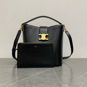 Celine Louise Glossy Calfskin Bucket Bag - Black