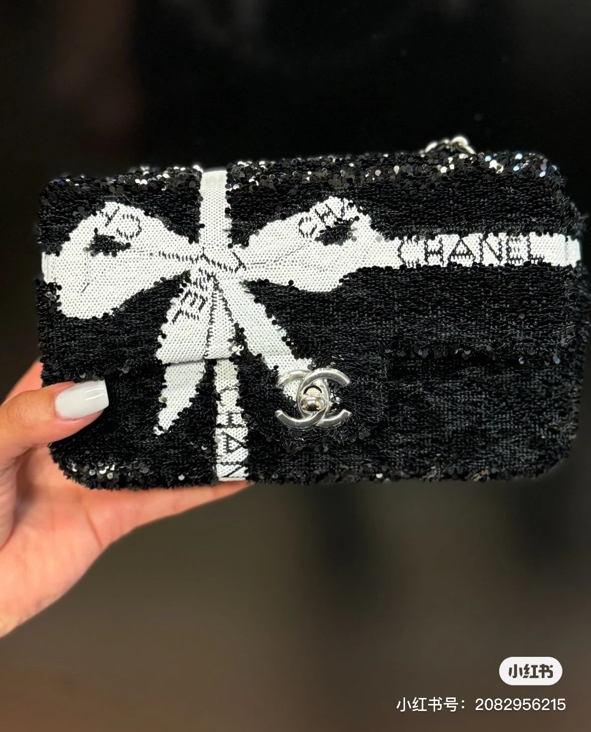 Customizable Sequin Letter Black and White Pillow