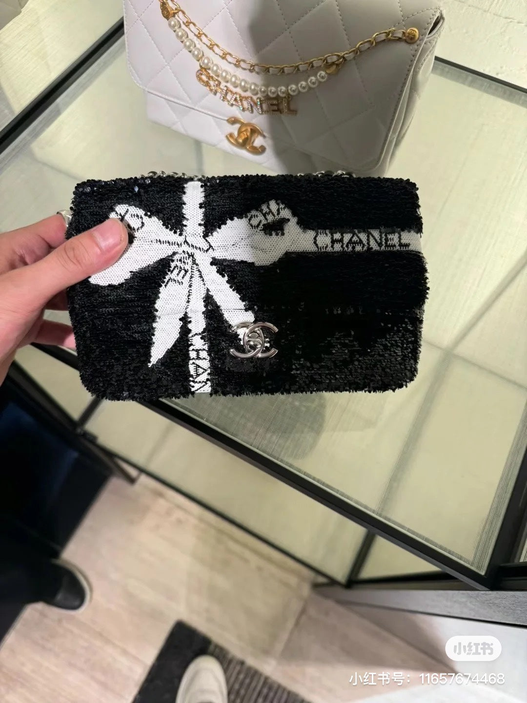 Customizable Sequin Letter Black and White Pillow