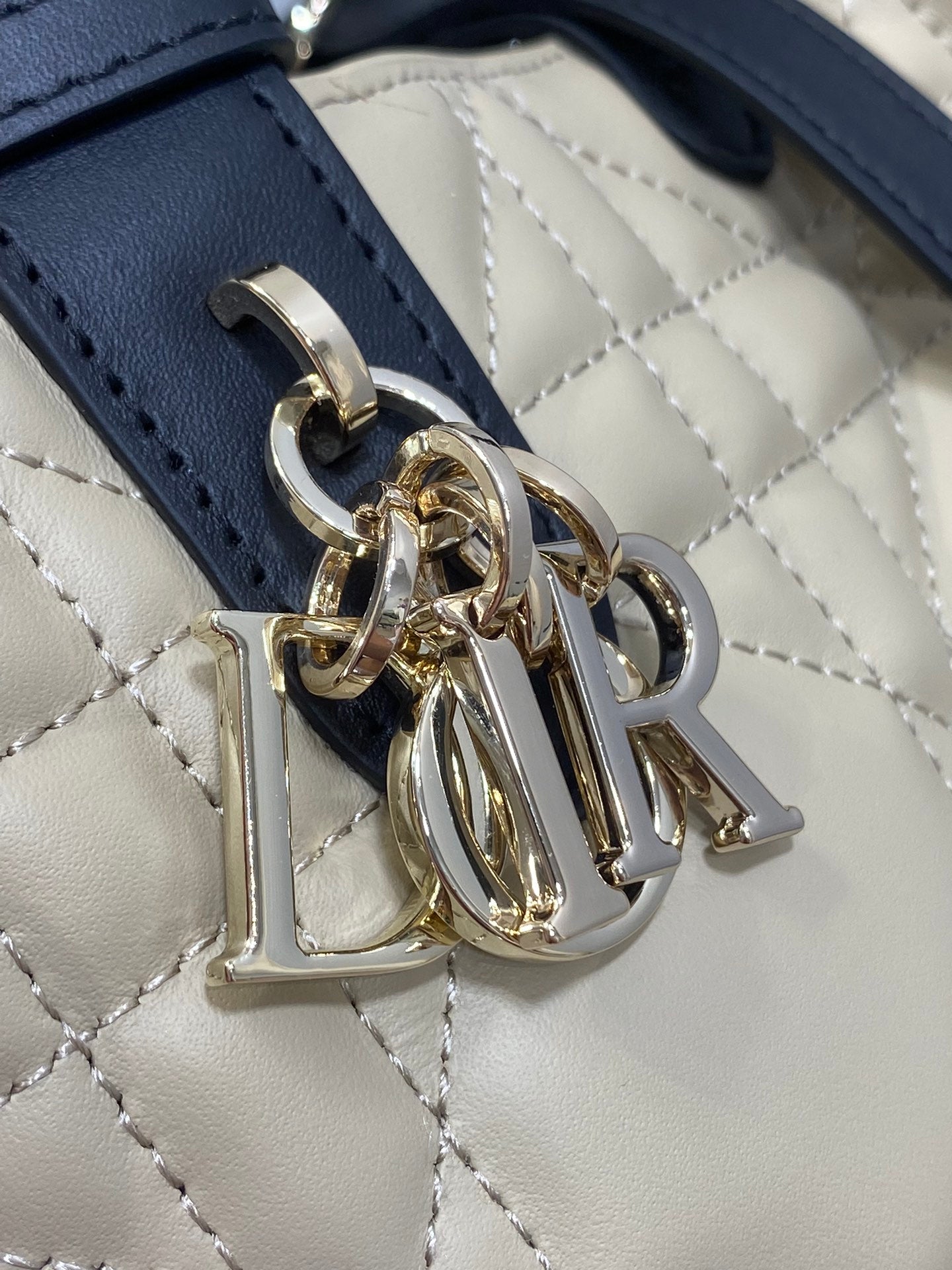 Dior Toujours Series Small Brick Cabinet Bag - Light Apricot & Black