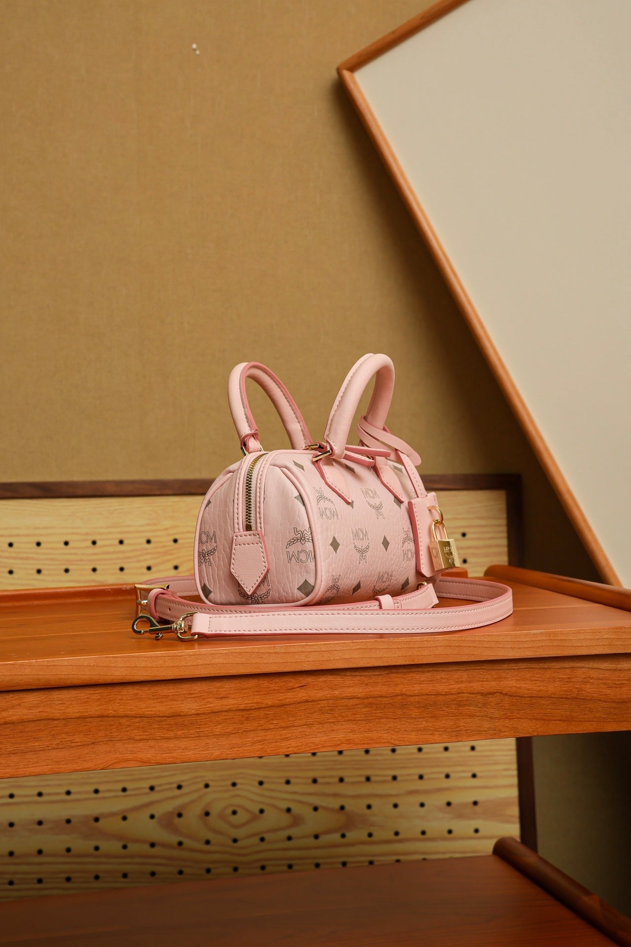Sakura Pink Mini Boston Padlock Bag - Ella Collection