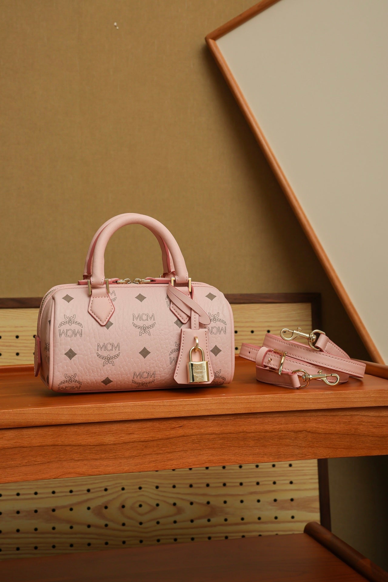 Sakura Pink Mini Boston Padlock Bag - Ella Collection