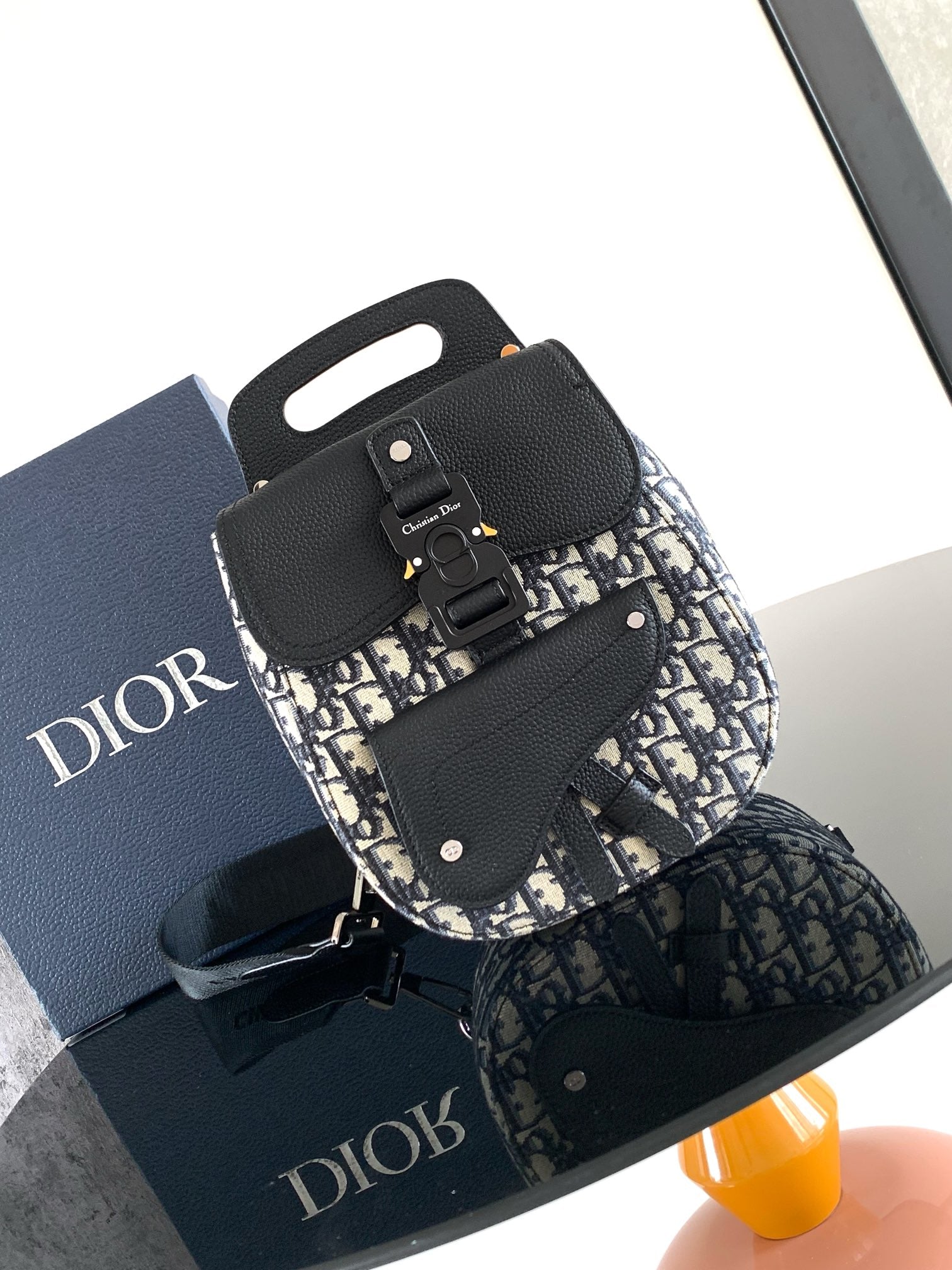 Dior Gallop Shoulder Bag - Beige & Black Oblique Print