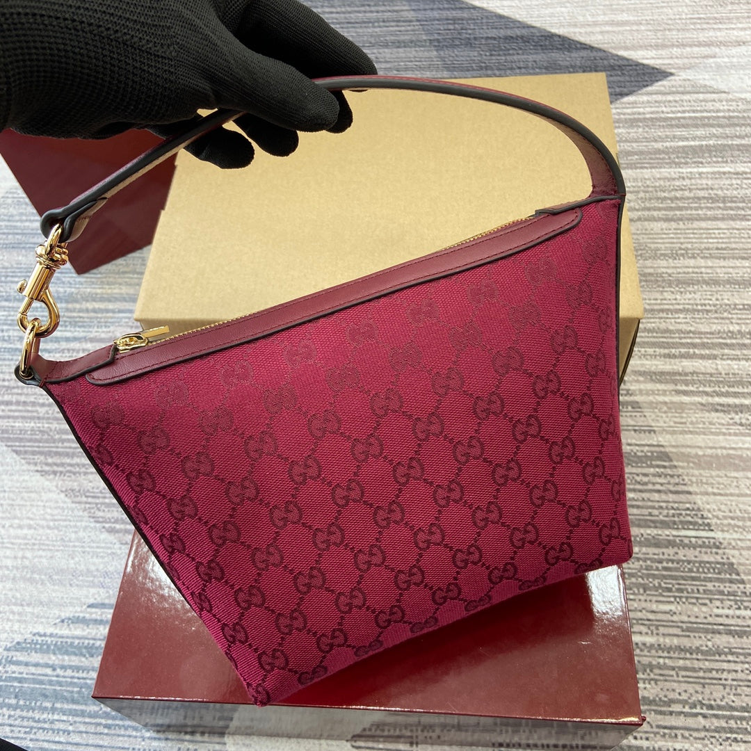 Gucci GG Super Mini Shoulder Bag - Red Canvas & Leather