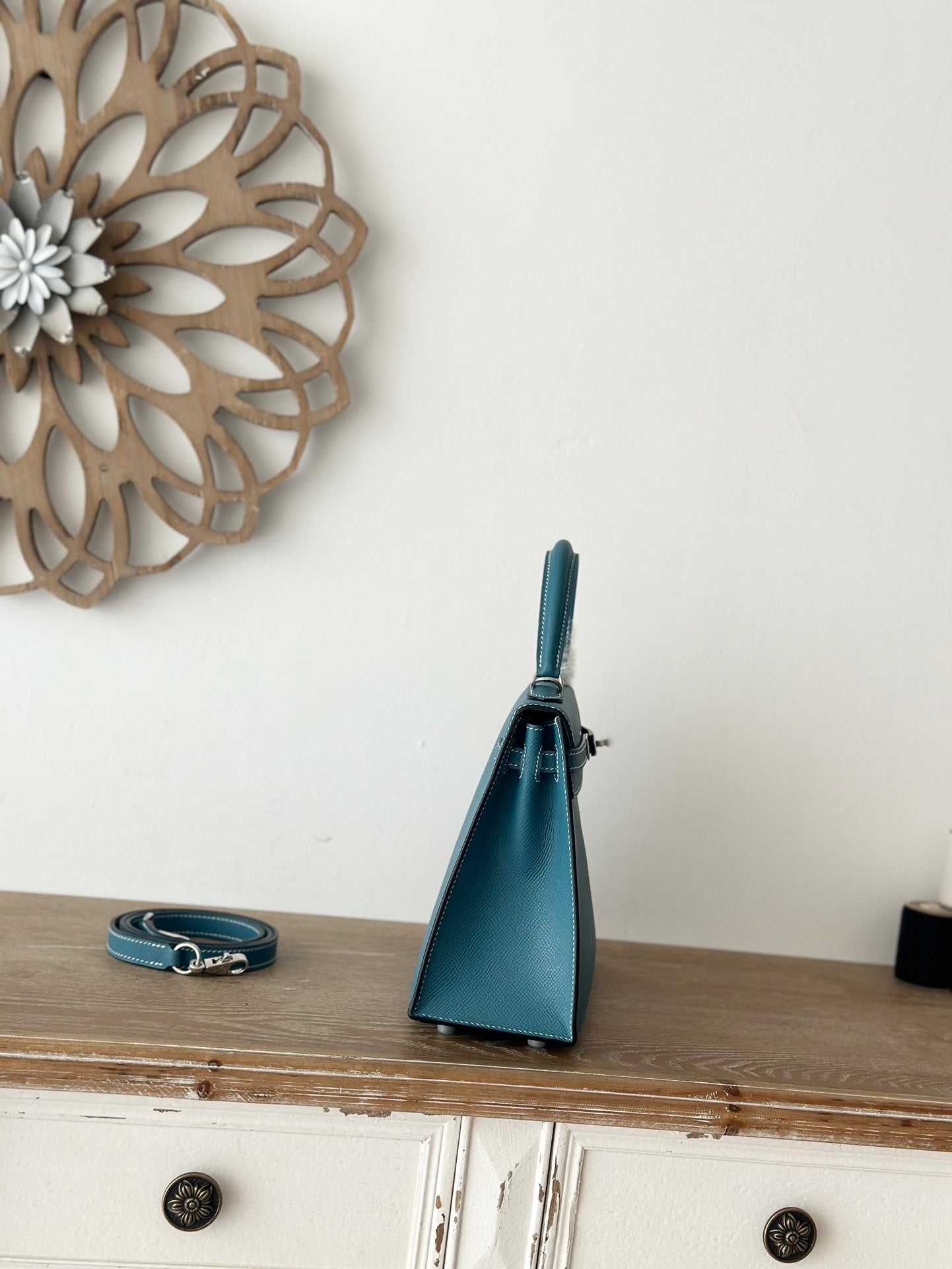 Denim Blue Semi-Handmade Beeswax Thread with Silver Buckle