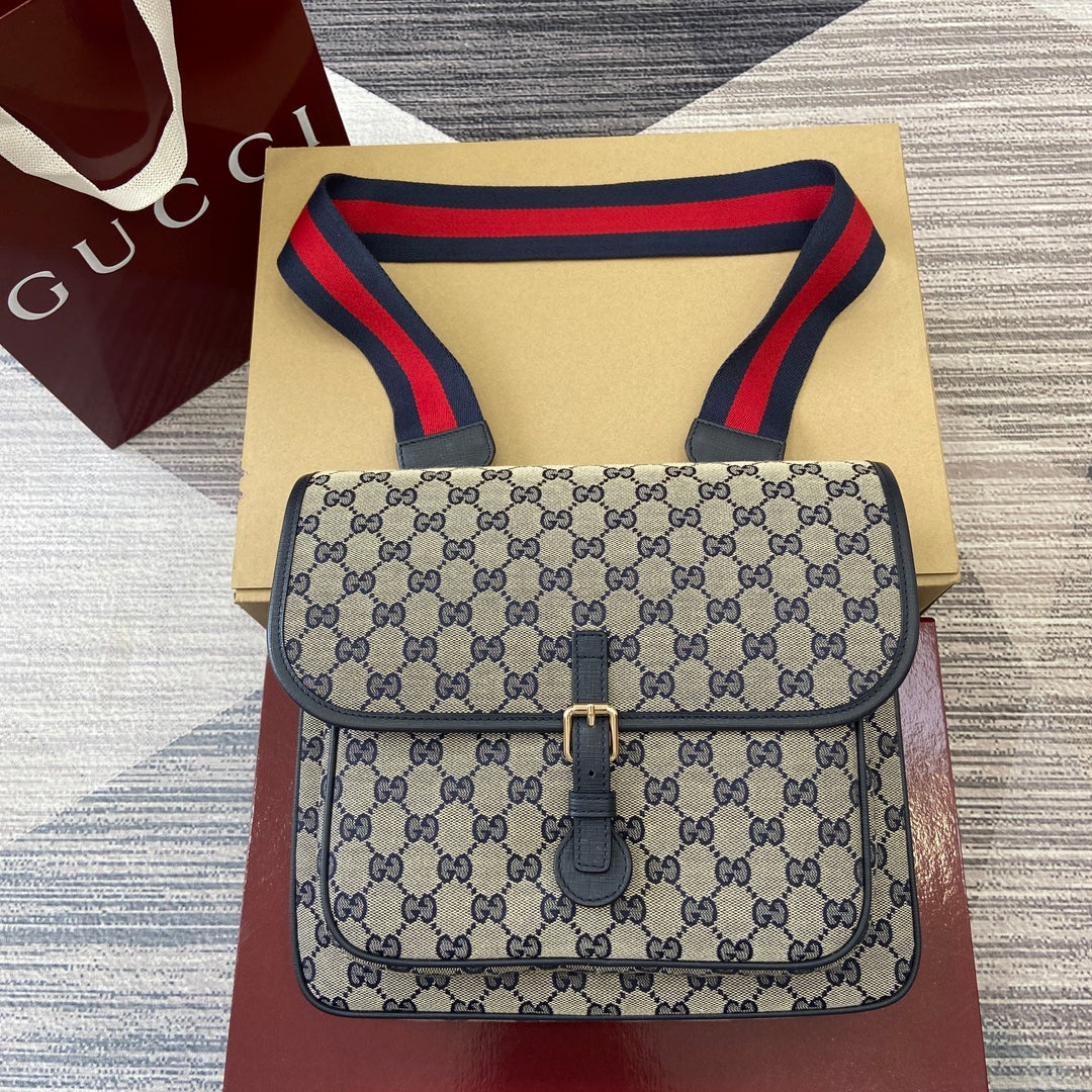 Gucci Children's GG Canvas Messenger Bag - Classic Style with Webbing Strap