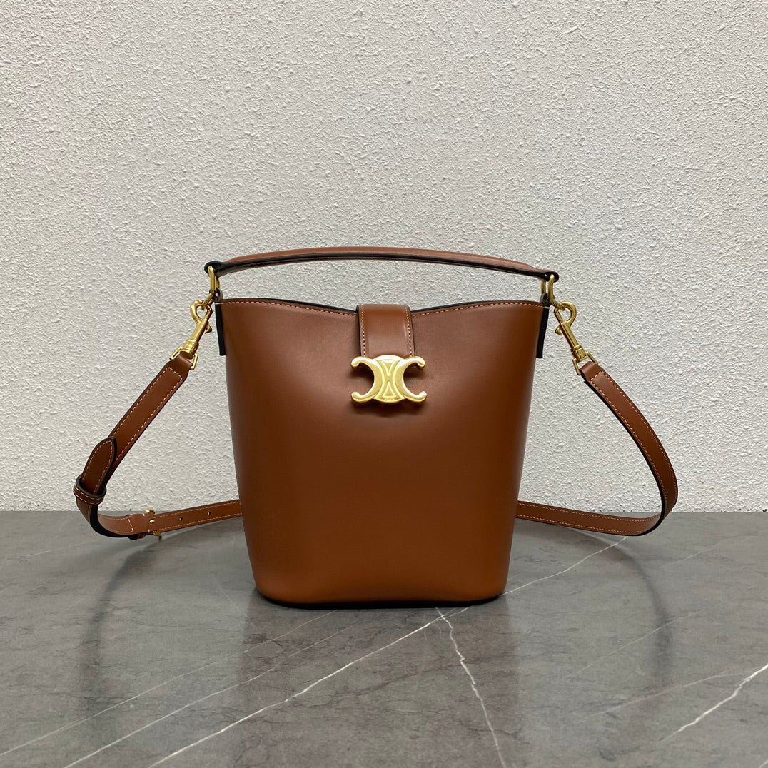 Celine Louise Small Bucket Bag - Yellowish Brown Calfskin
