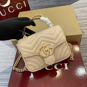 Gucci GG Marmont Mini Handbag in Light Gray Quilted Leather