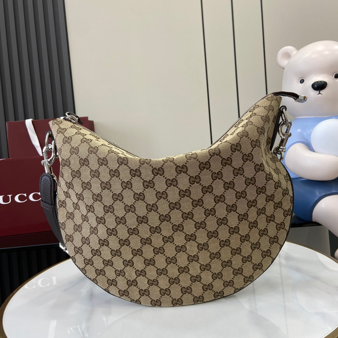 Gucci Body Double Lock Medium Shoulder Bag - Beige & Dark Brown