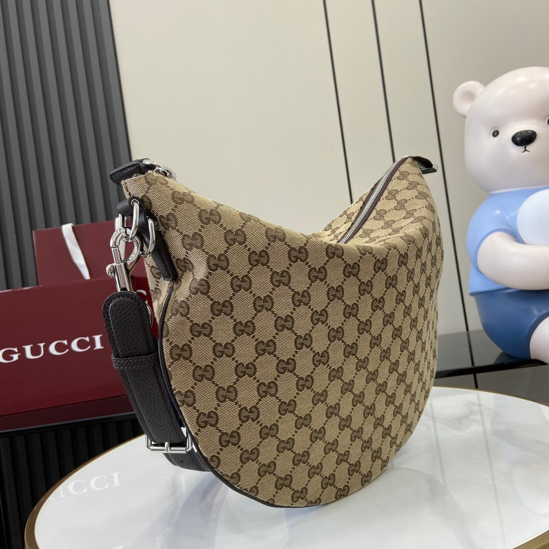 Gucci Body Double Lock Medium Shoulder Bag - Beige & Dark Brown