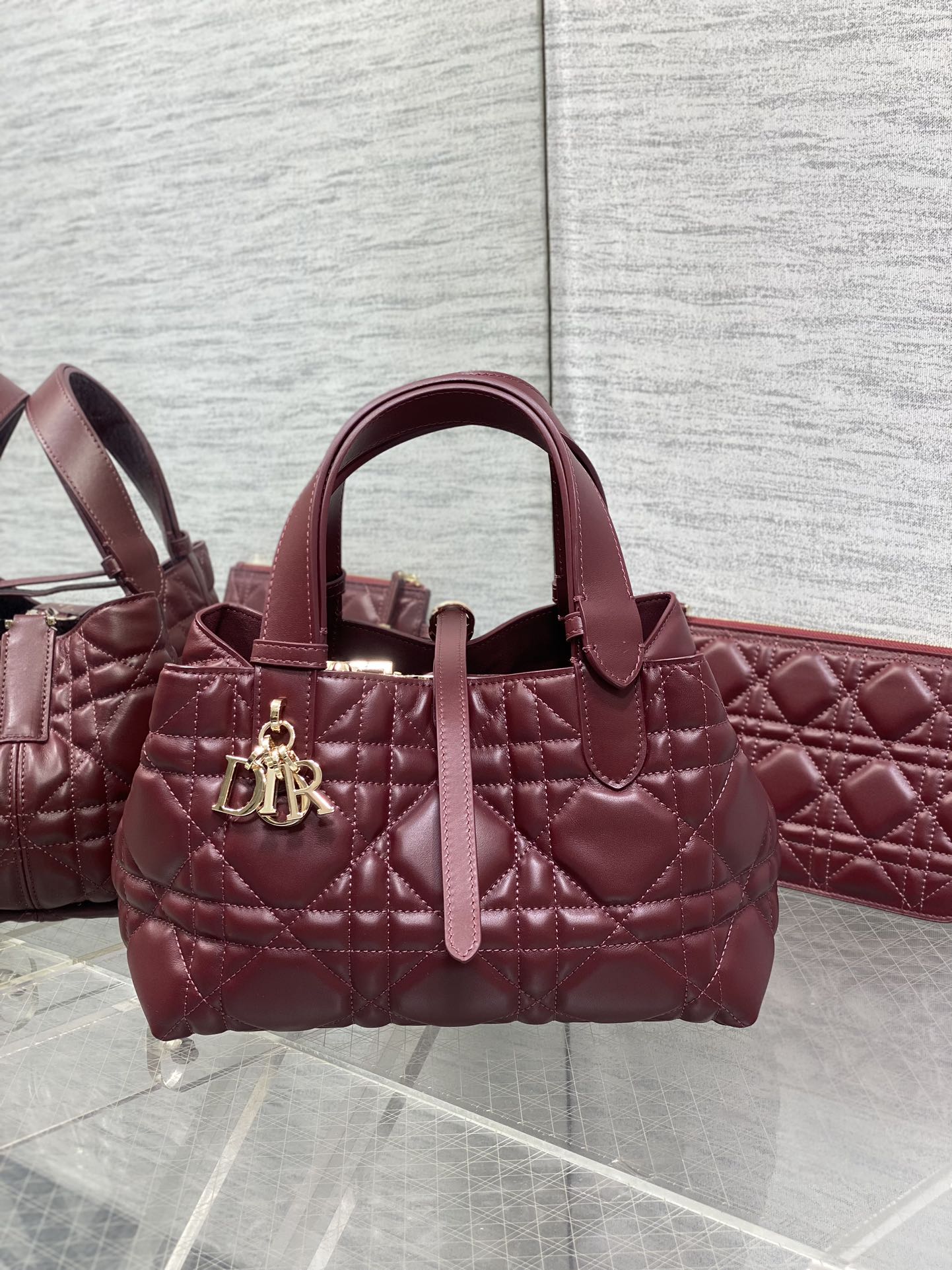 Dior Toujours Maroon Small Calfskin Handbag