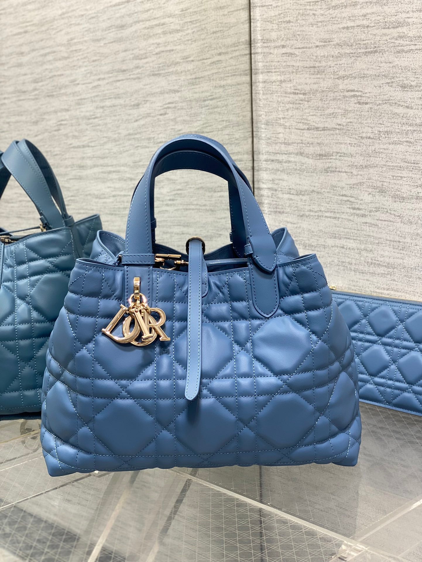 Dior Toujours Medium Blue Calfskin Handbag