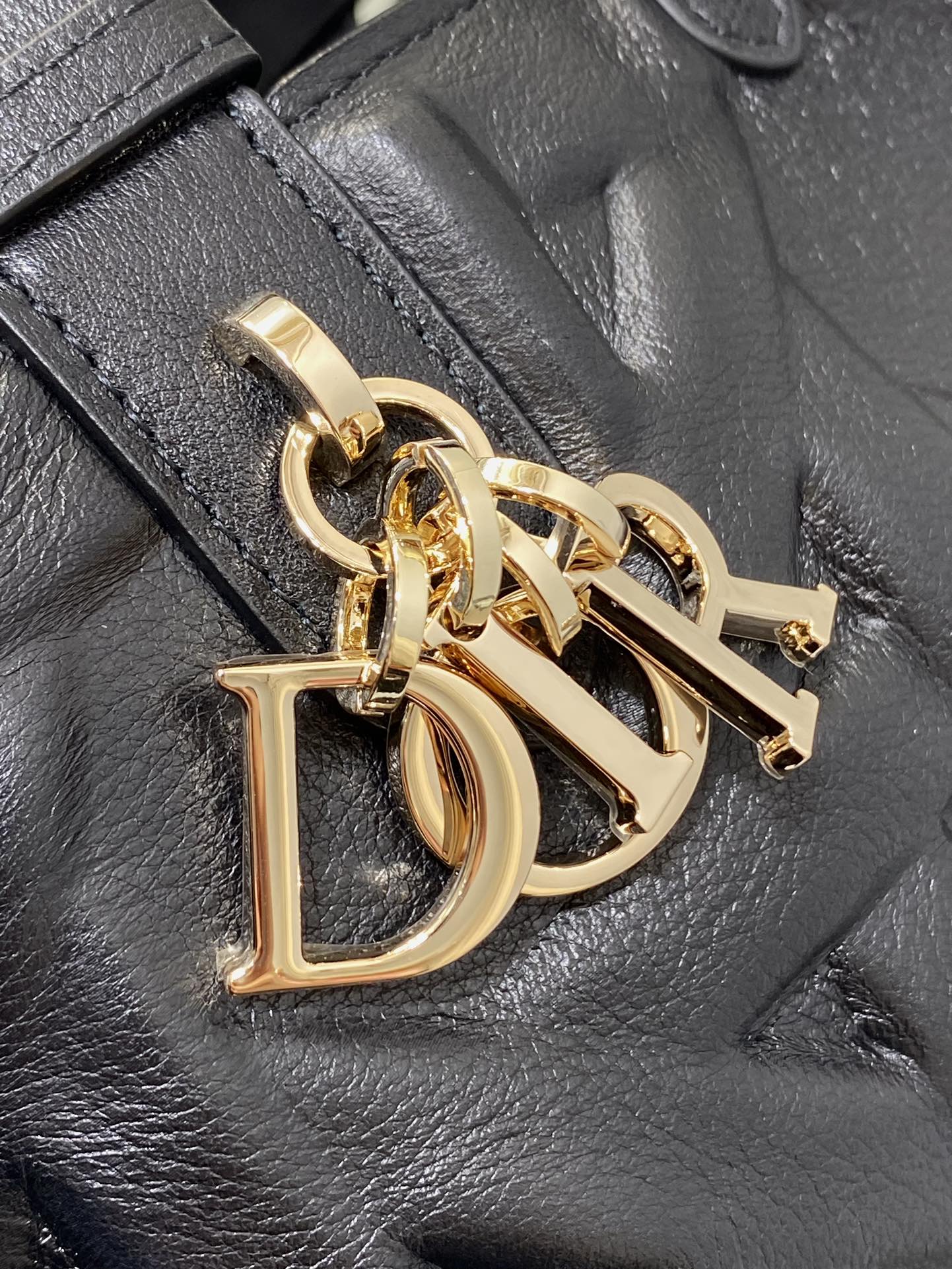 Dior Toujours Series Small Black Embossed Calfskin Bag