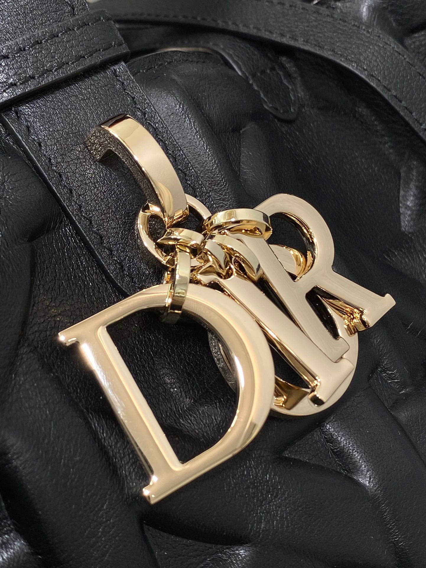 Dior Toujours Series Medium Embossed Black Handbag