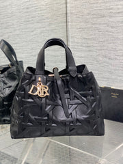 Dior Toujours Series Medium Embossed Black Handbag
