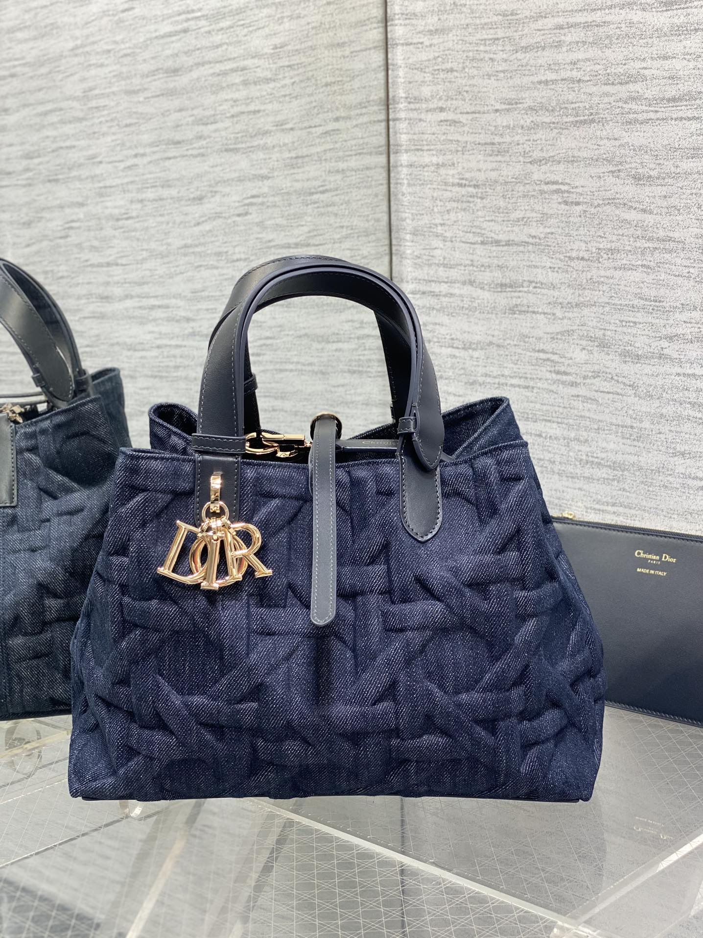 Dior Toujours Series Medium Embossed Denim Bag
