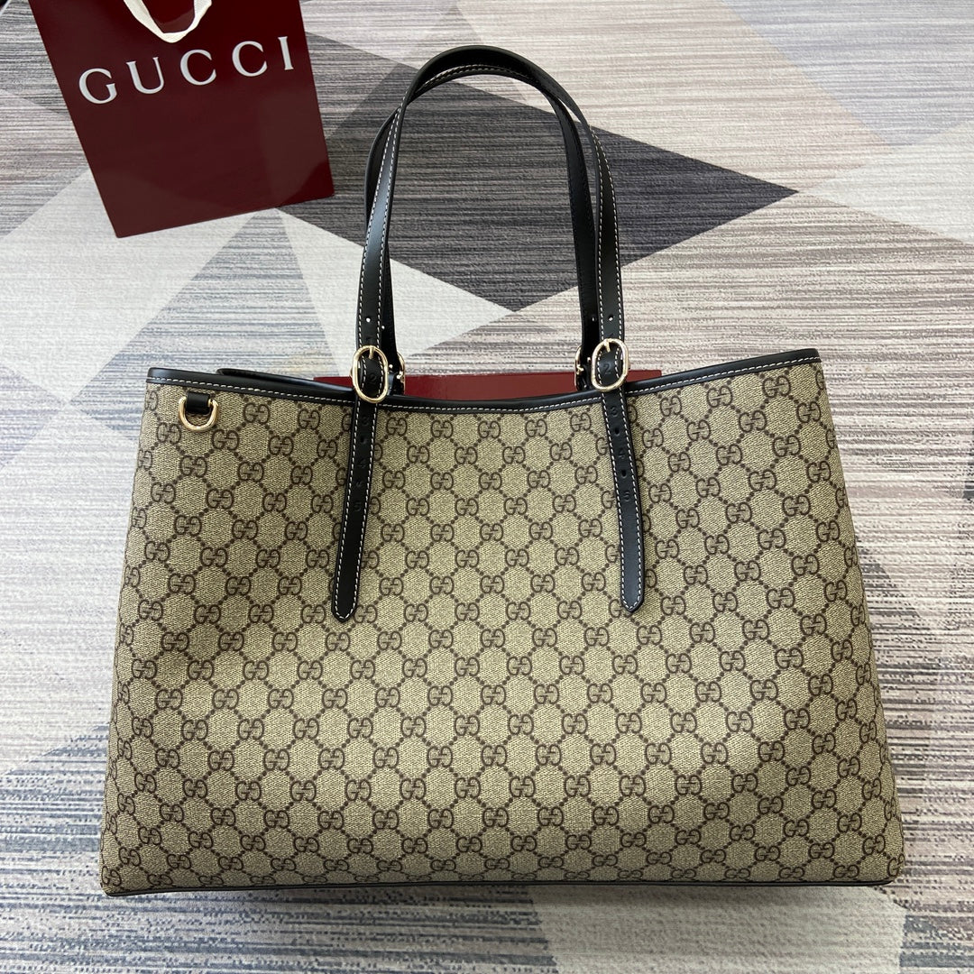 Gucci GG Emblem Large Tote Bag - Black PVC