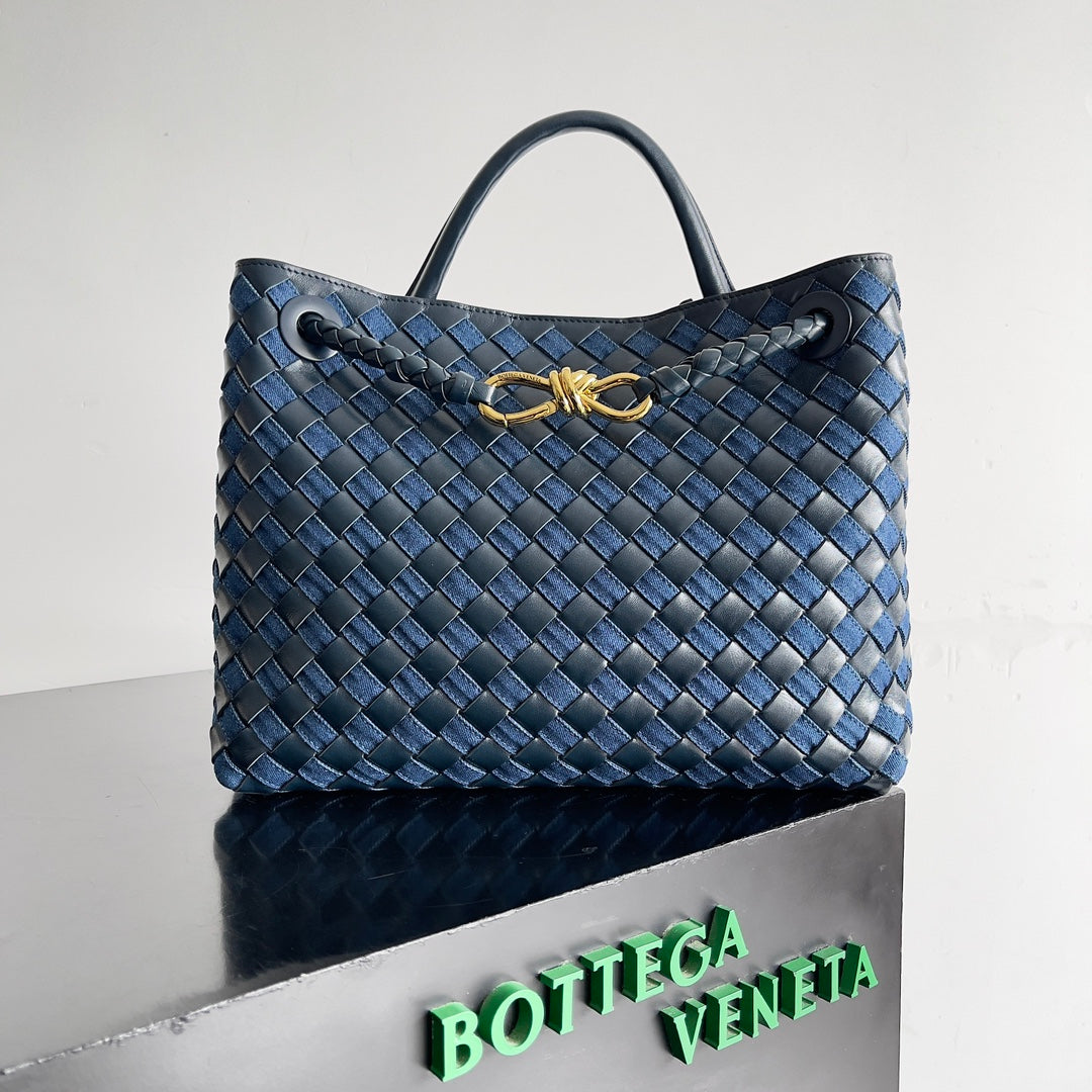 Bottega Veneta Andiamo Handbag - Woven Denim Tote