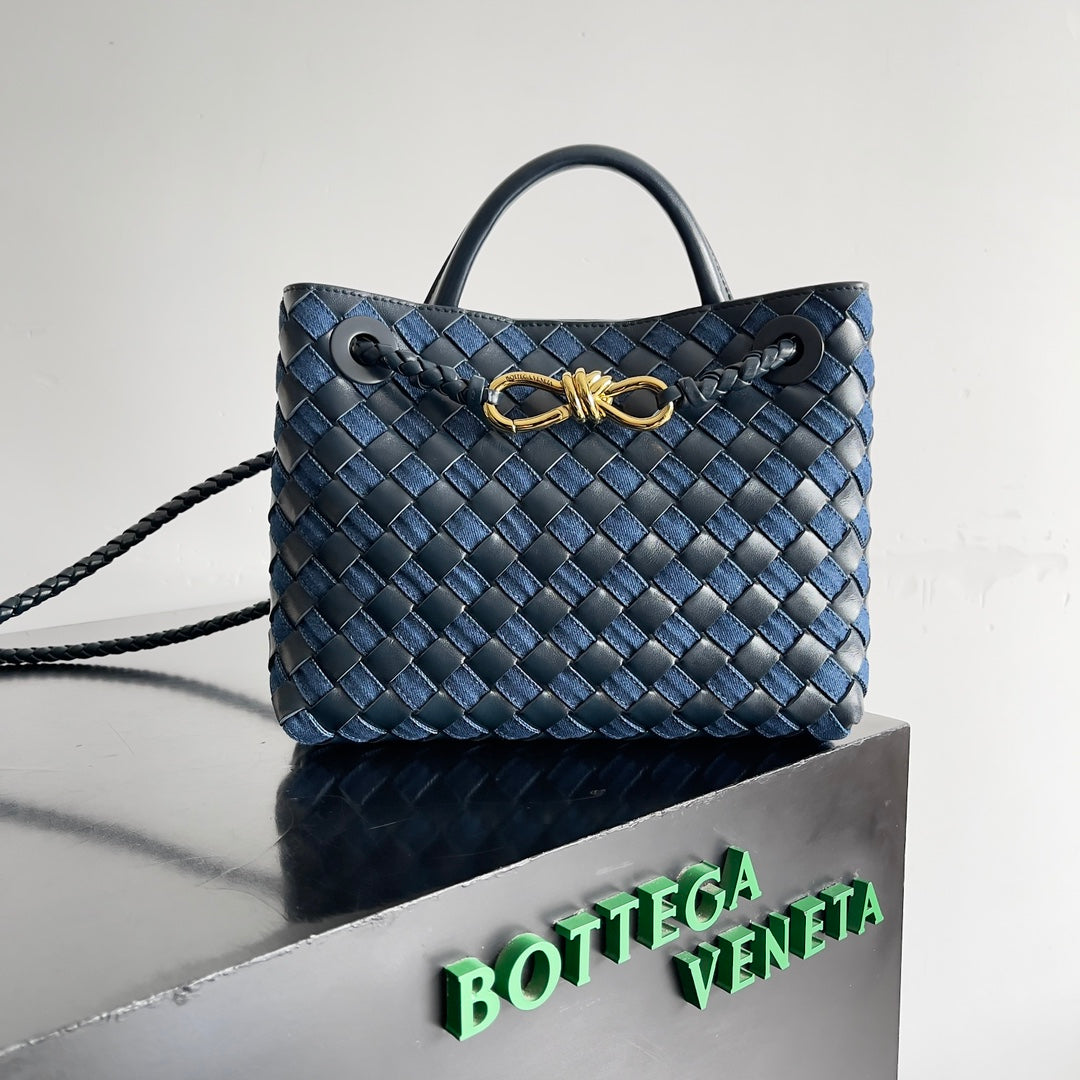 Bottega Veneta Andiamo Handbag â€“ Woven Denim Chic