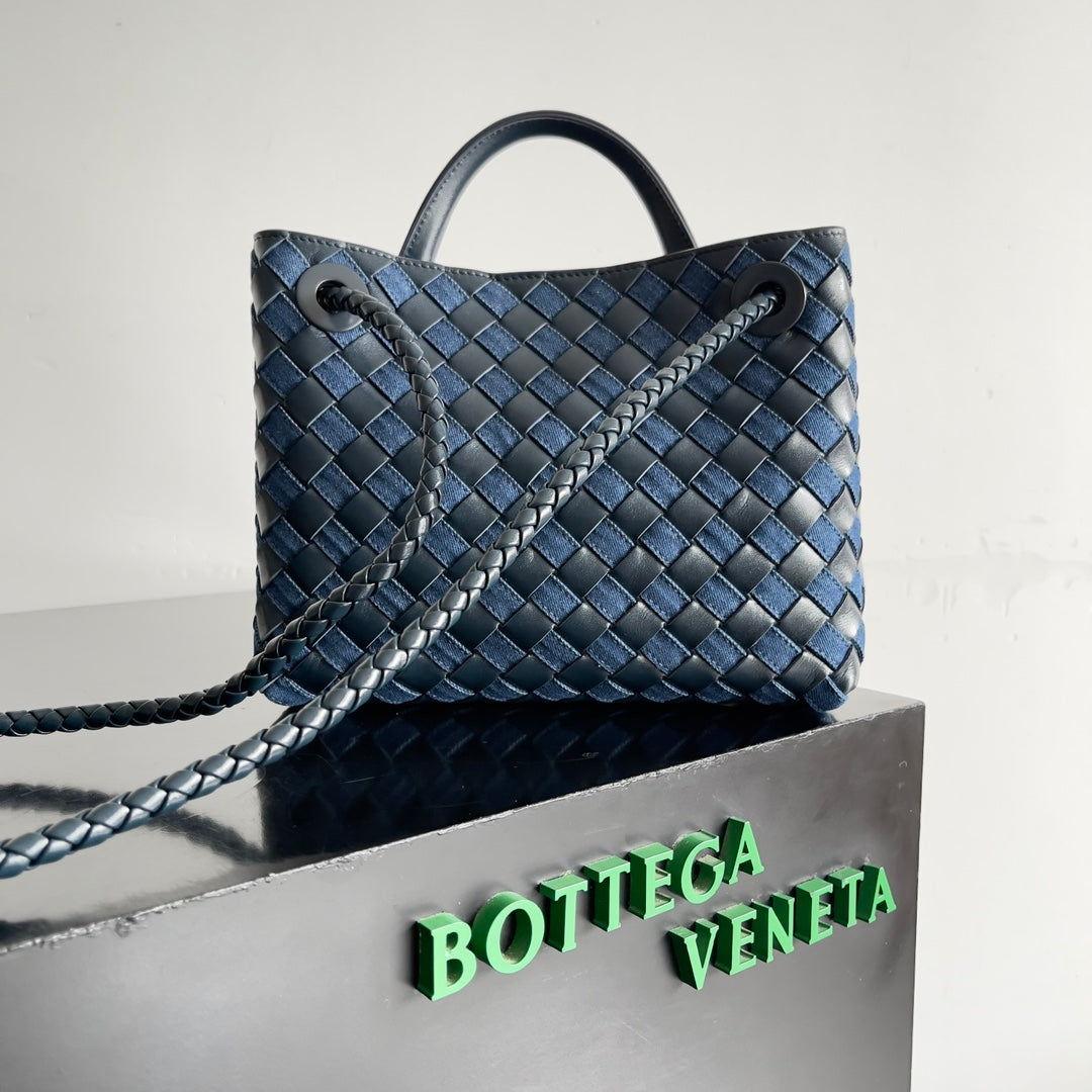 Bottega Veneta Andiamo Handbag â€“ Woven Denim Chic