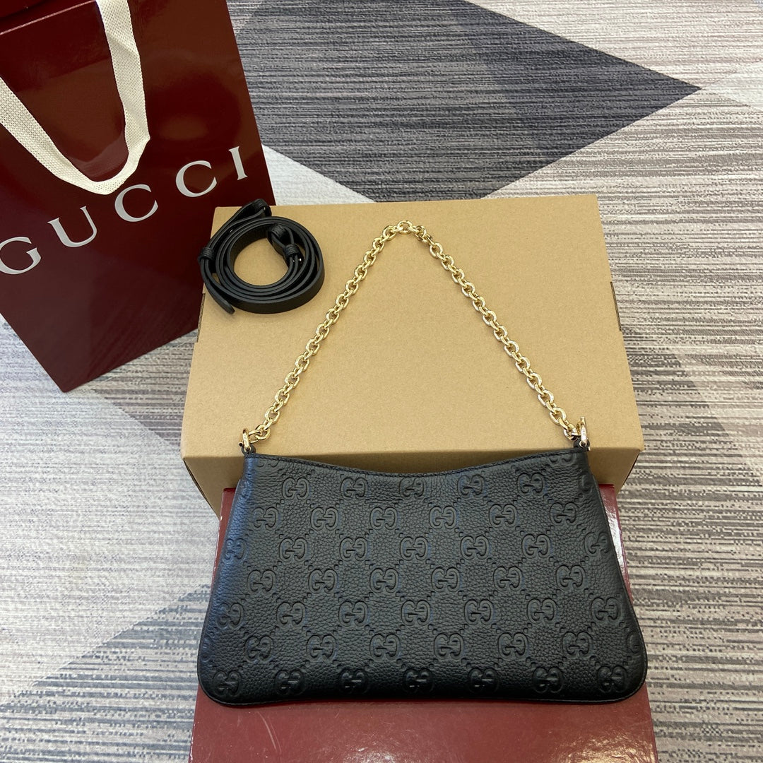 Gucci GG Emblem Small Shoulder Bag â€“ Genuine Grained Leather