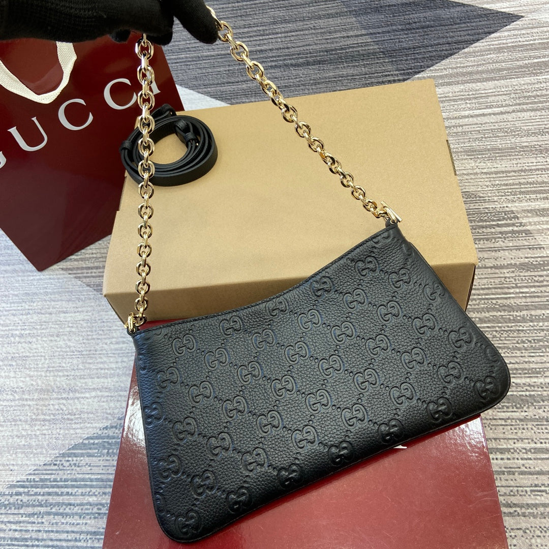 Gucci GG Emblem Small Shoulder Bag â€“ Genuine Grained Leather