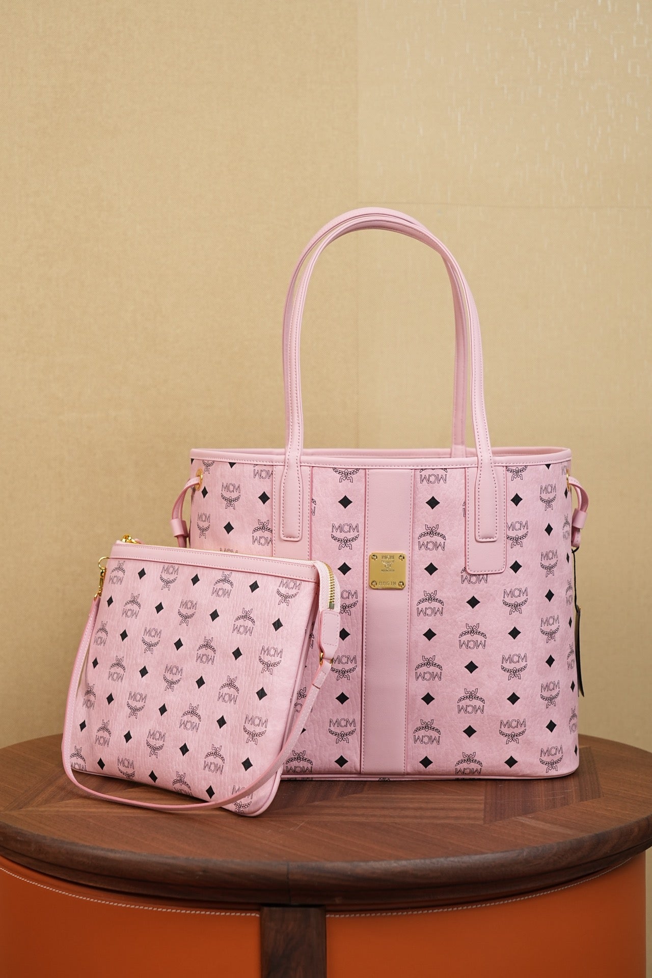 Soft Pink Double-Sided Shopping Bag by MCM Liz